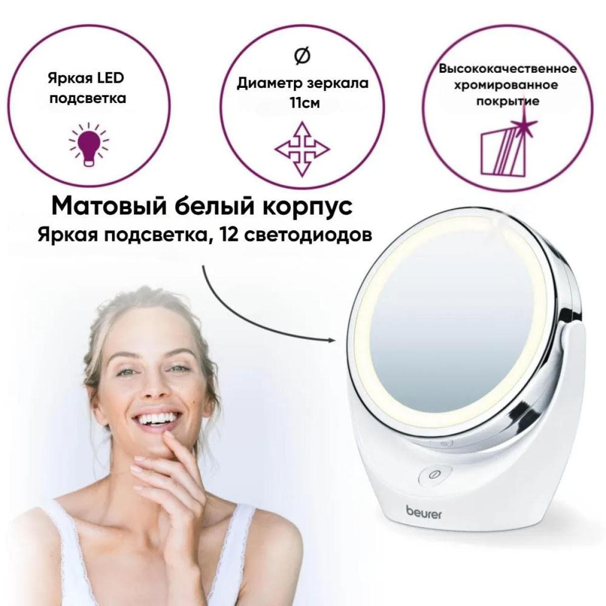 Косметическое зеркало с подсветкой BS 49