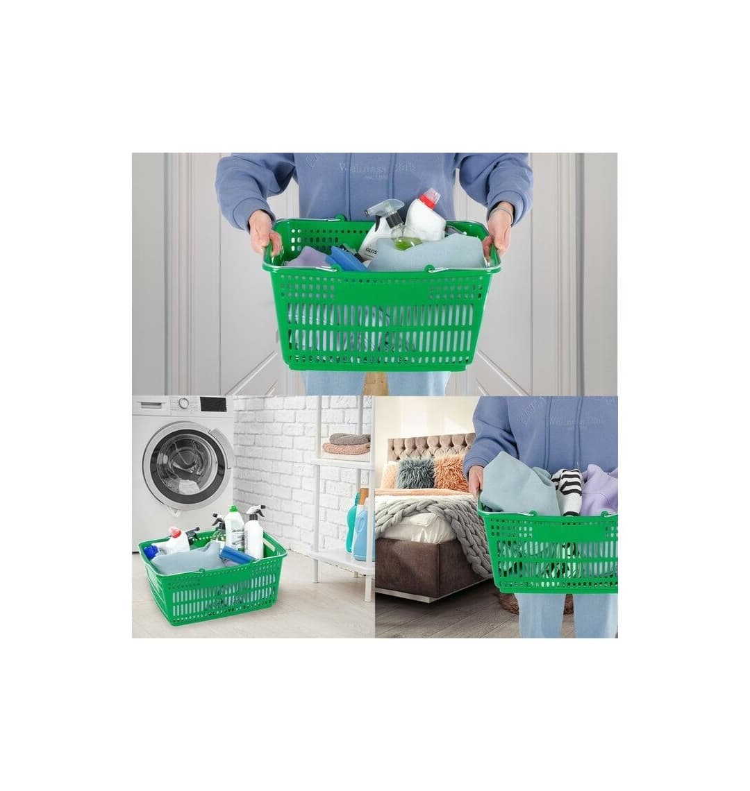 Корзина пластиковая стандартная с 2-мя ручками (Зеленый)