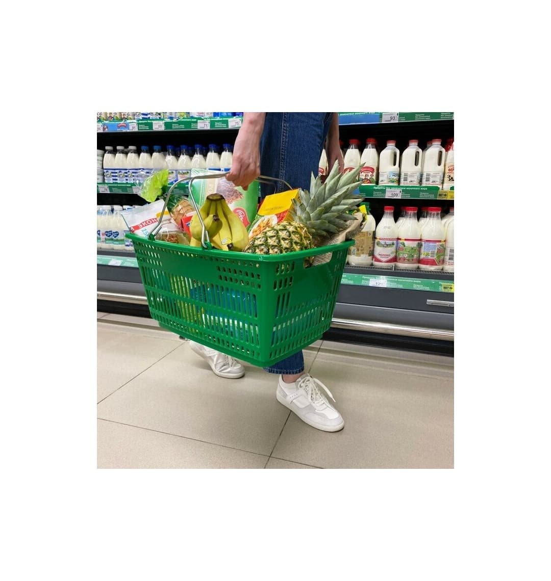 Корзина пластиковая стандартная с 2-мя ручками (Зеленый)