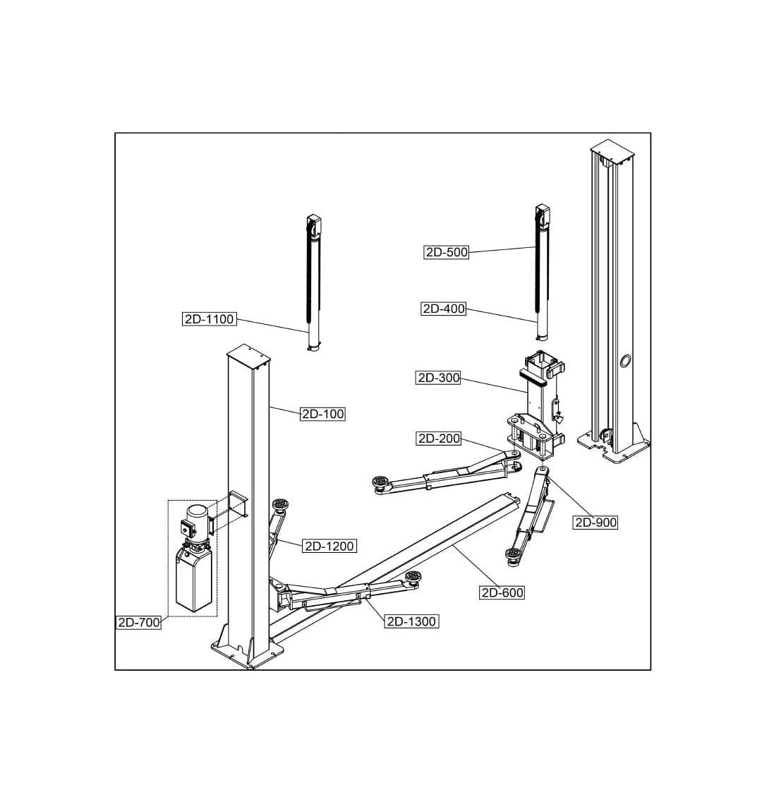 SmartSafe LT240 Двухстоечный подъемник 4 тонны 380 В серый
