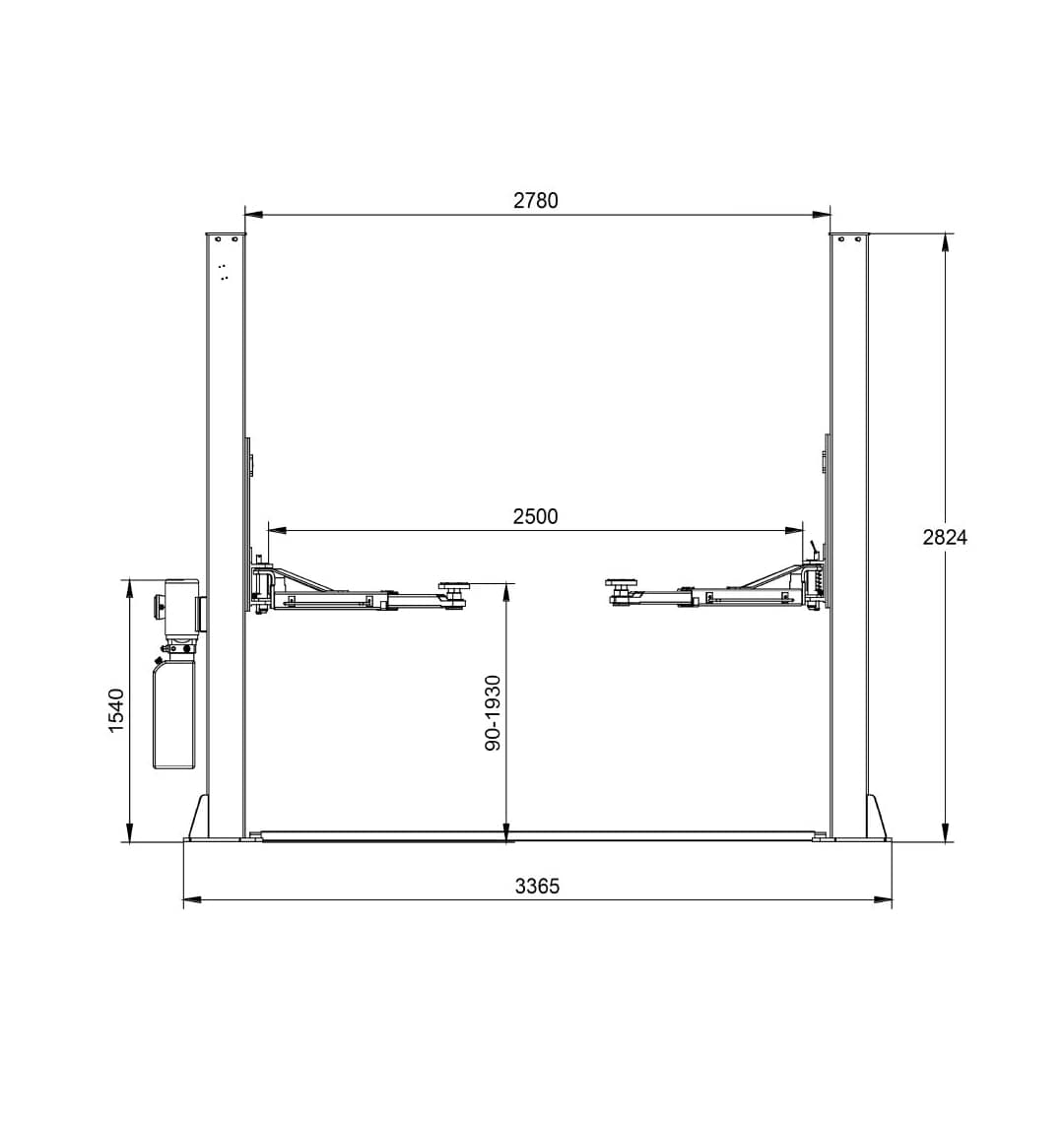 SmartSafe LT240 Двухстоечный подъемник 4 тонны 380 В серый
