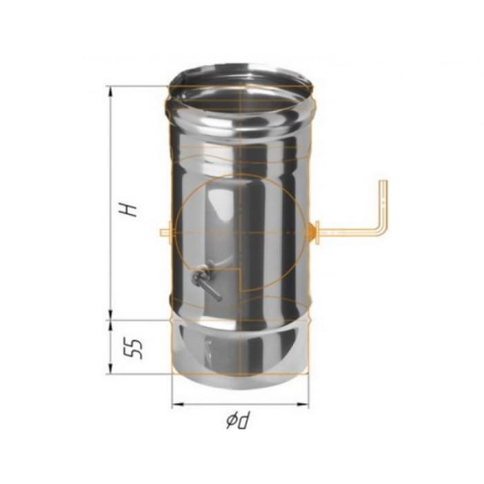 Шибер нержавеющий поворотный (AISI 430/0,8мм) д.120