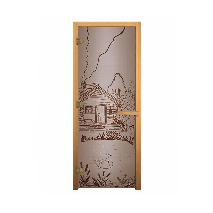 Дверь стеклянная Сатин "БАНЬКА" 190х70 (8мм, 3 петли 710) (ОСИНА) Лев