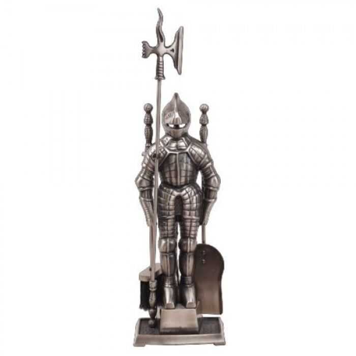 Набор каминный D50011AS Рыцарь (4 предмета, 79см, серебро), на подставке