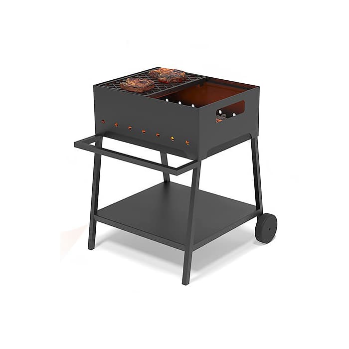 Мангал Везувий "Турист" №2 с чугунной решеткой "СТЕЙК" на подставке