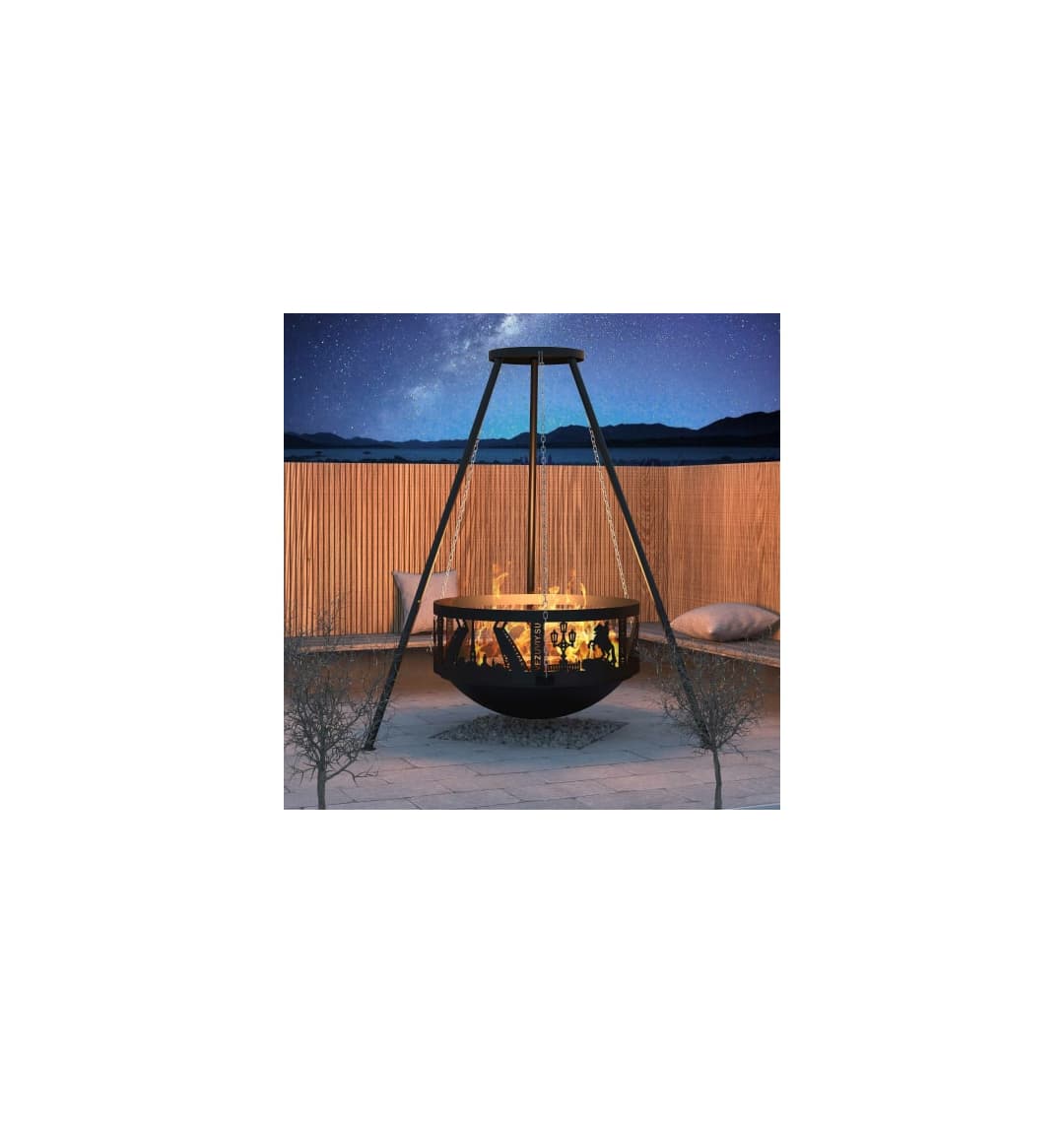 Костровая чаша чугунная Fantastic O 700 Антик (чаша + подставка антик + крышка)