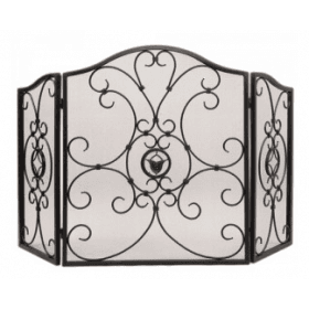 Экран каминный С61048ВК (3 секции, черный с рисунком)