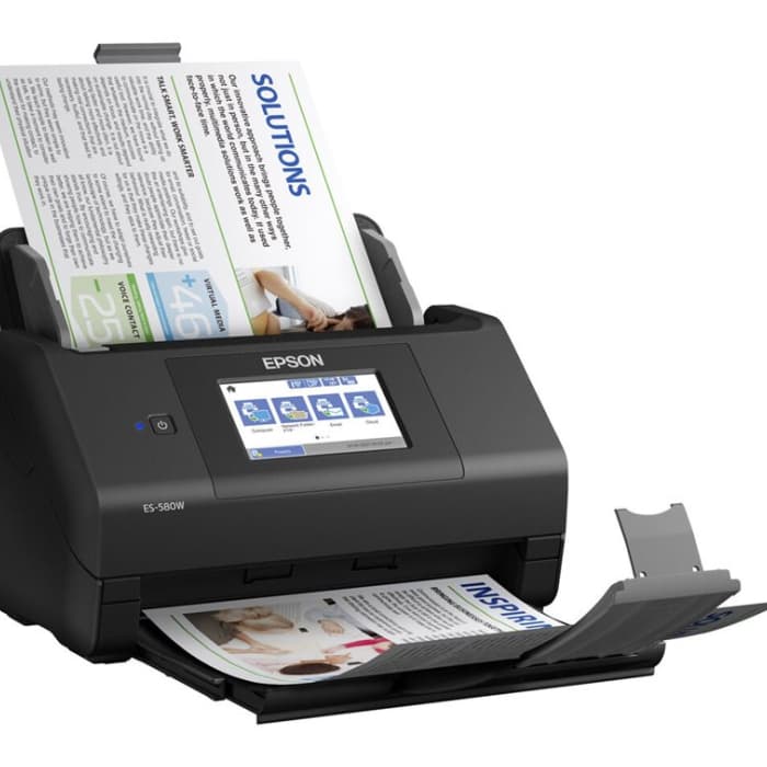 Протяжной сканер документов Epson WorkForce ES-580W Wireless (CIS, A4 Color, 600dpi, 35ppm, 70ipm, DADF-100 page, duplex, 30-bit input/ 24-bit output, Wi-Fi, NFC, USB3.0, Black)