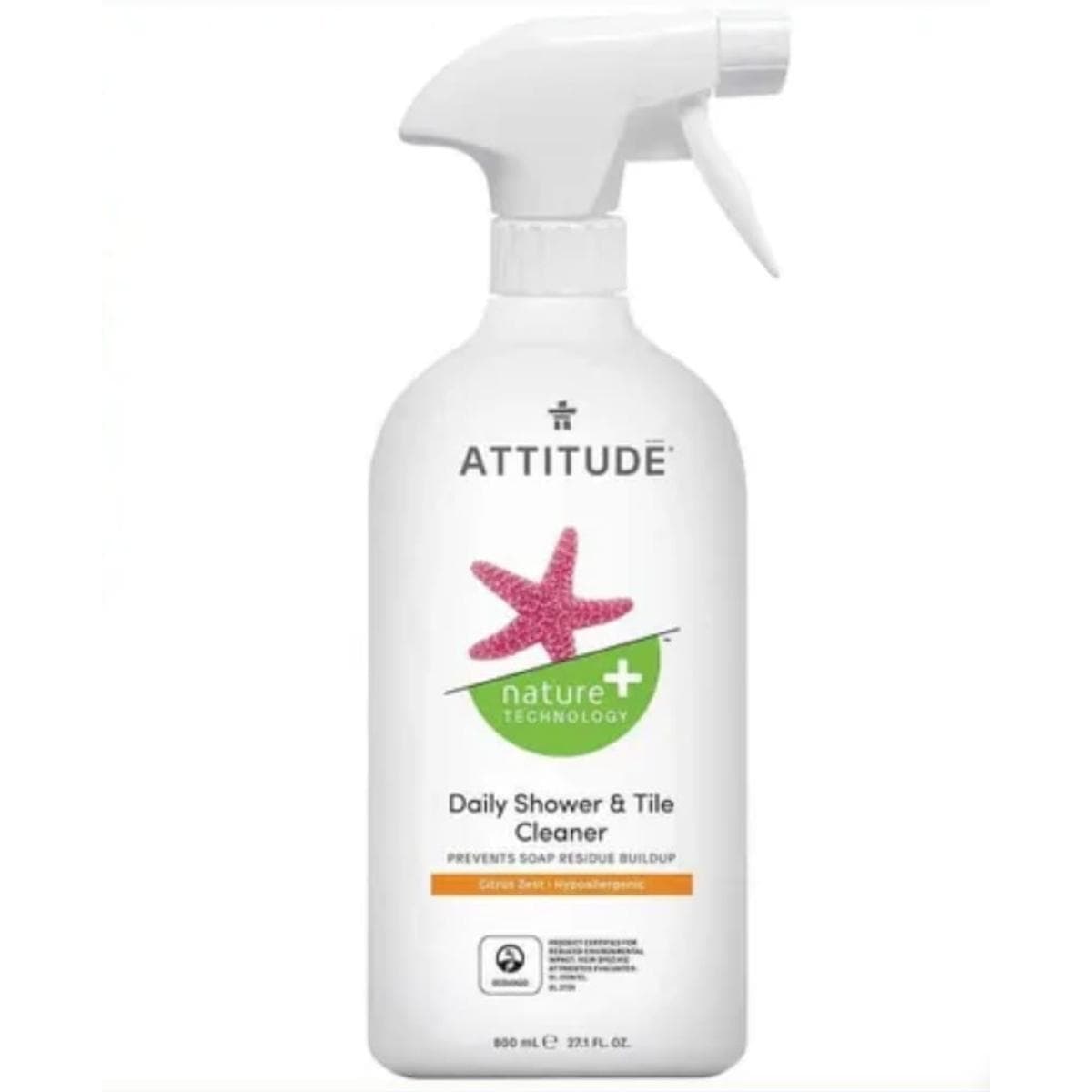 Attitude Экологический очиститель для душа с ароматом Цитруса,  Гипоаллергенный 800 мл