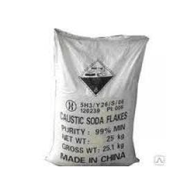 Химическое сырье Сода каустическая чешуированная Китай 98%(Гидроксид натрия, едкий натр, щёлочь, NaOH) 25 кг