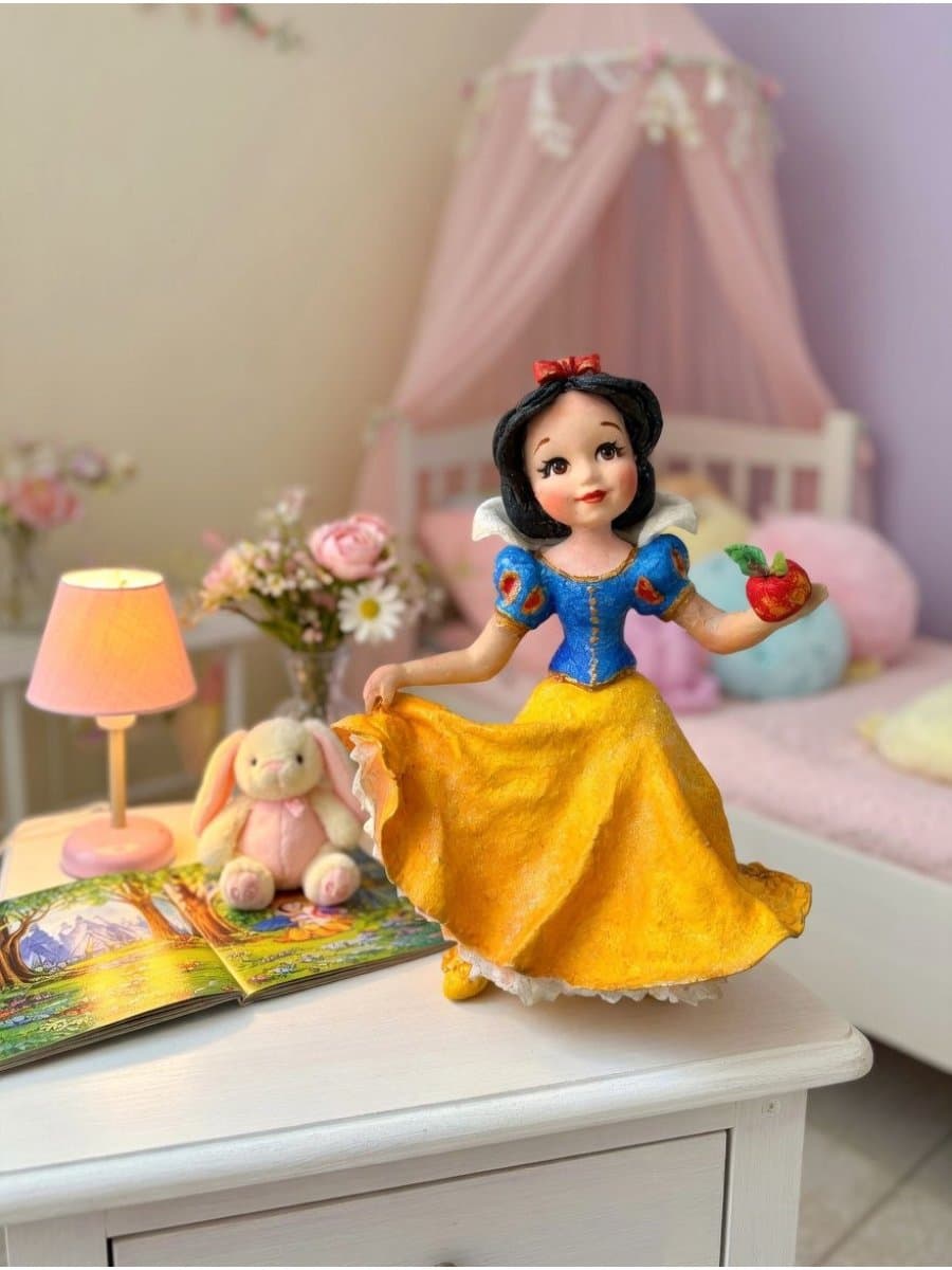 Ватная игрушка Белоснежка коллекционная кукла подвеска фигурка ручной работы 11,5 см