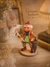 Елочная кукла из ваты Оле-Лукойе, интерьерная подвеска 11 см, сказочная фигурка ручной работы