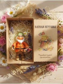 Ватная игрушка Гном, фигурка-статуэтка, кукла подвеска ручной работы