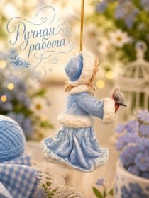 Ватная игрушка Снегурочка. 10 см. Ручная работа.