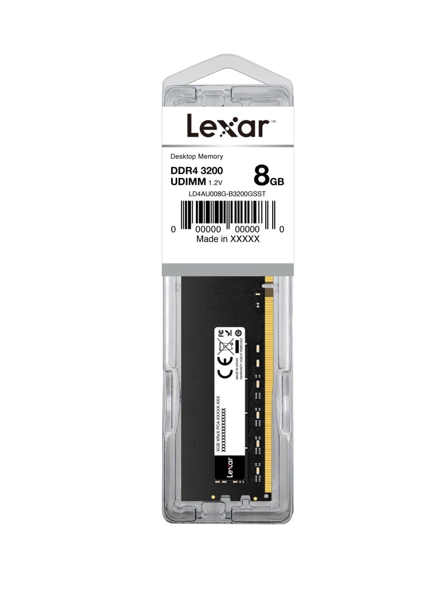 Оперативная память DDR4 8GB PC-25600 (3200MHz) 1.2V, CL22, 288-Pin UDIMM, Desktop, LEXAR [LD4AU008G-B3200GSST]
