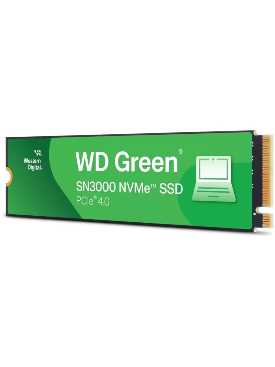 Твердотельный накопитель SSD Western Digital Green SN3000 500GB PCIe NVMe Gen4x4 M.2 2280, RW Speed up to 5000/4100 MB/s, [WDS500G4G0E]