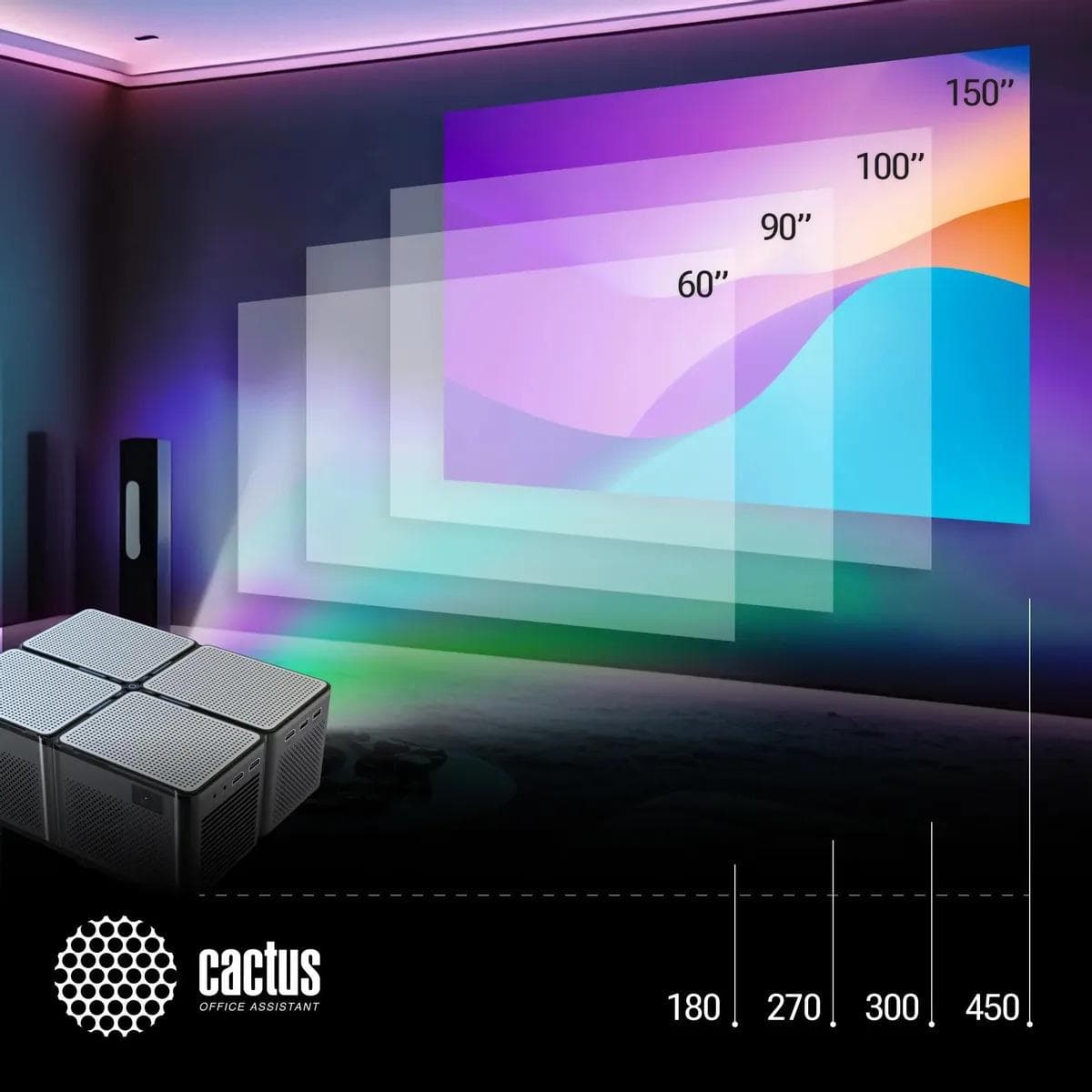 Проектор Cactus CS-PRO.03B.Full HD-A LCD 7500Lm LS 720Lm ANSI 2300:1 (30000час) 2xUSB typeA 3xHDMI 1 CS-PRO.03B.WUXGA-A