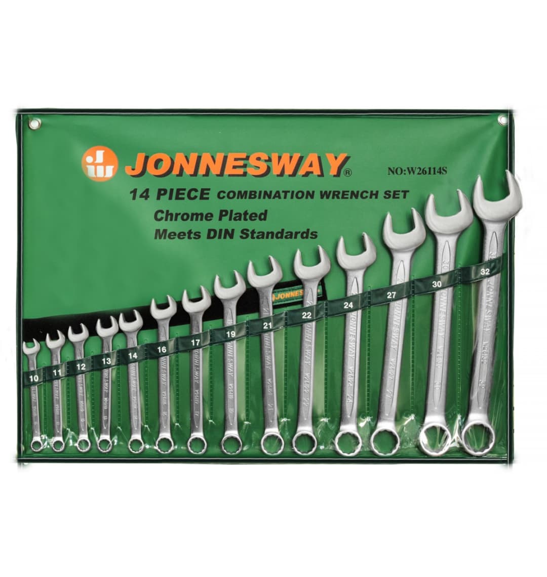 JonnesWay W26114S Набор ключей гаечных комбинированных в сумке, 10-32 мм, 14 предметов