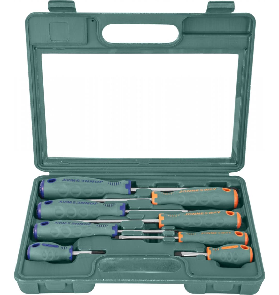 JonnesWay D71PP08S Набор отверток стержневых ANTI-SLIP GRIP, 8 предметов