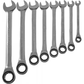 JonnesWay W45308S Набор ключей гаечных комбинированных трещоточных на держателе, 8-19 мм, 8 предметов