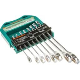 JonnesWay W45308S Набор ключей гаечных комбинированных трещоточных на держателе, 8-19 мм, 8 предметов