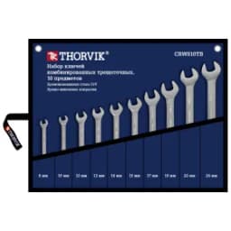 Thorvik CRWS10TB Набор ключей гаечных комбинированных трещоточных в сумке, 8-24 мм, 10 предметов