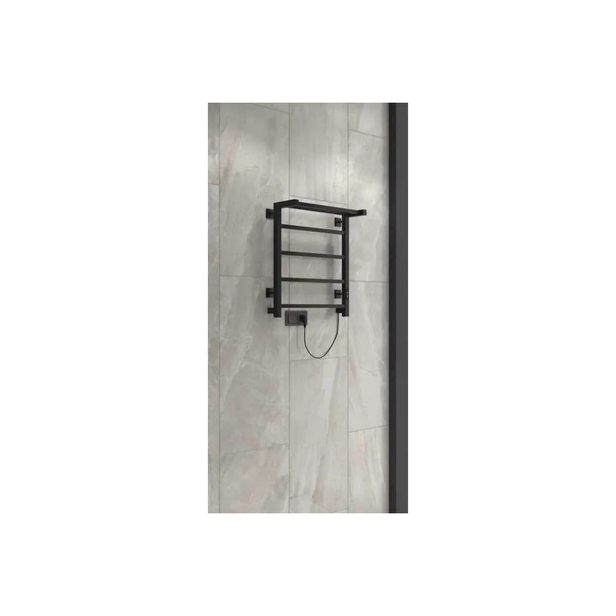 Полотенцесушитель INDIGO Forma (electro) 60/50 (таймер, скр.монтаж, унив.подкл.R/L, Черный муар)