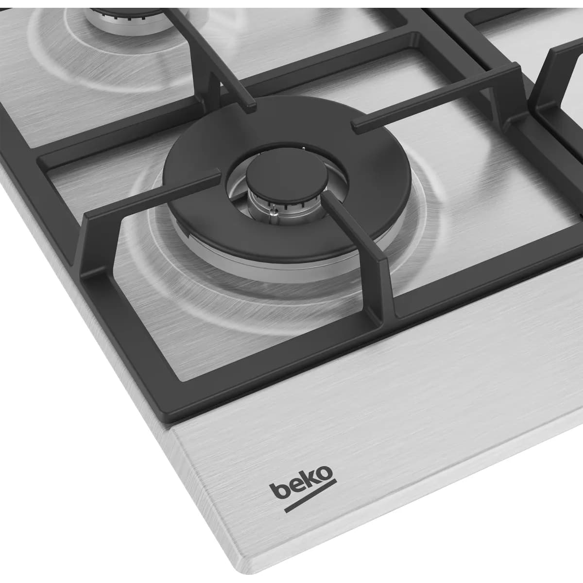Встраиваемая варочная поверхность HIAW 64225 SX (цв. стальной, 4 газ.конф., 1 WOK-конфорка, эл.поджиг, газ контр., решетки чугун)
