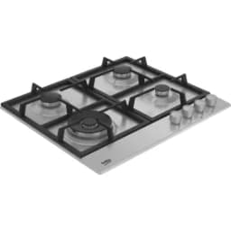 Встраиваемая варочная поверхность HIAW 64225 SX (цв. стальной, 4 газ.конф., 1 WOK-конфорка, эл.поджиг, газ контр., решетки чугун)