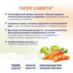 Kabrita® Фруктово-овощное пюре с козьими сливками «Яблоко-Морковь» с 6 месяцев, 100 г