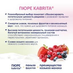 Kabrita® Фруктовое пюре со сливками козьего молока «Лесные ягоды с яблочным пюре» с 6 месяцев, 100 г