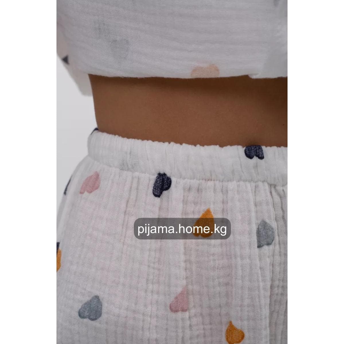 Пижама муслиновая женская 3 в 1, цвет белый