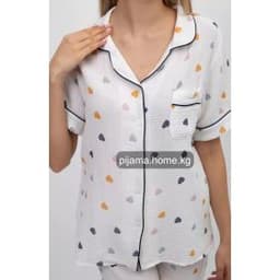 Пижама муслиновая женская 3 в 1, цвет белый