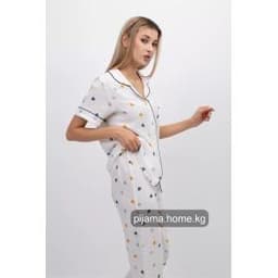 Пижама муслиновая женская 3 в 1, цвет белый