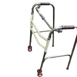 Ходунок металлический складной на шарнирах с 2-мя колесиками "Шагающий" (регулировка по высоте)