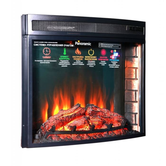 Широкоформатный очаг с панорамным стеклом InterFlame Panoramic 33W LED FX