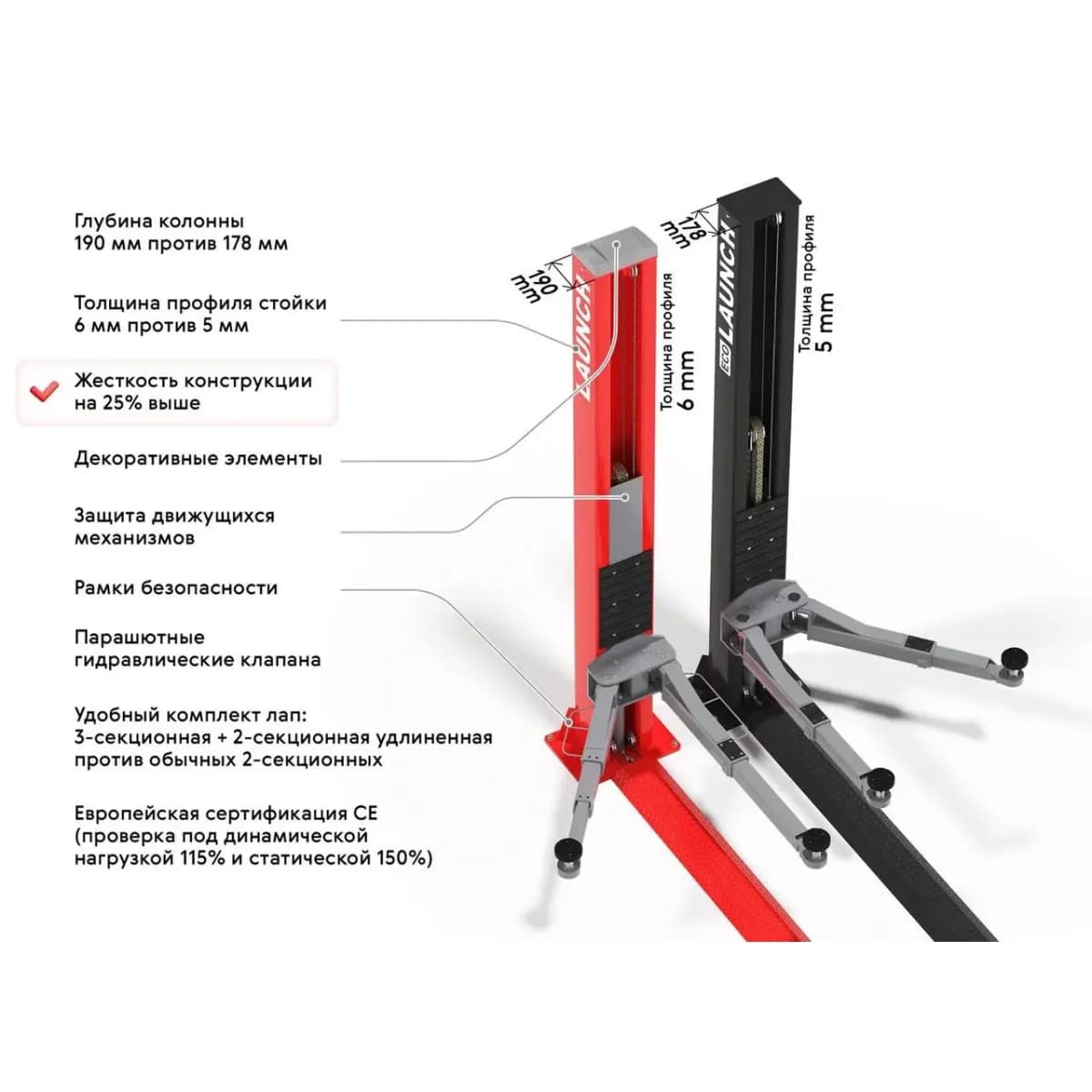Подъемник автомобильный Launch TLT-240SB-380 двухстоечный, 4т 380В, нижняя синхронизация