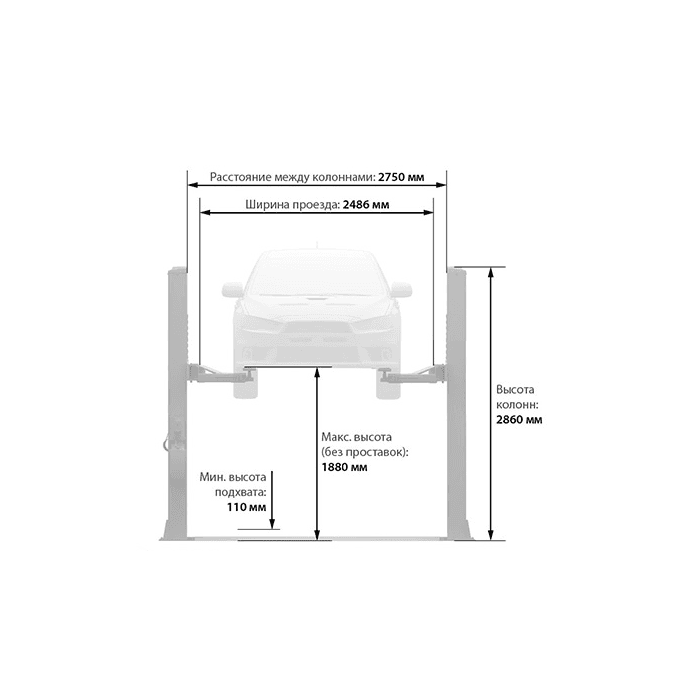 Подъемник автомобильный Launch TLT-240SB-380 двухстоечный, 4т 380В, нижняя синхронизация