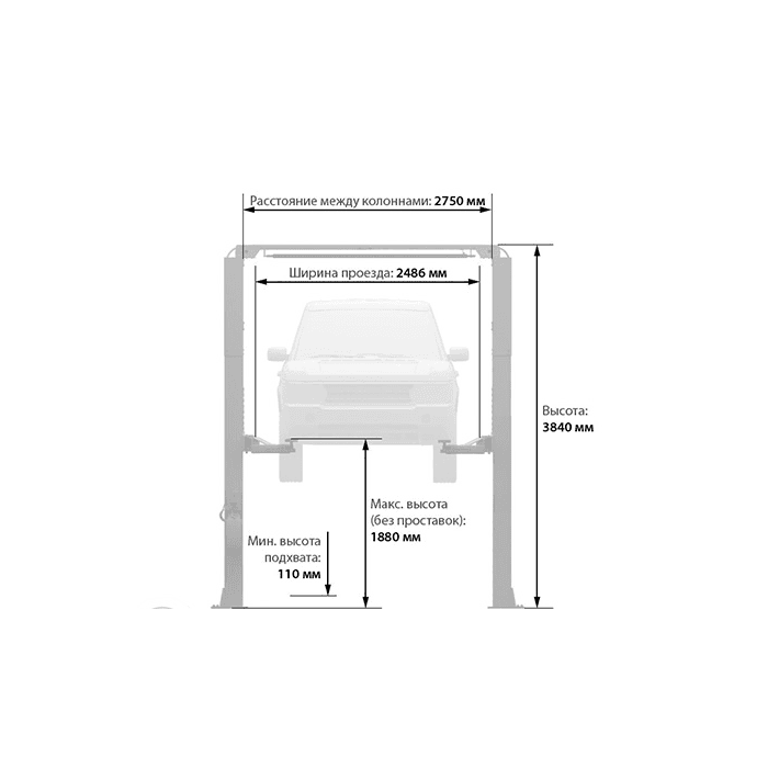Подъемник электрогидравлический Launch TLT-240SC двухстоечный, 4т., 380В., верхняя синхронизация
