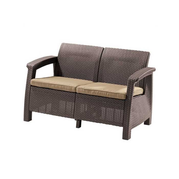 Диван Корфу Лав Сит (Corfu love seat) коричневый - серо-бежевый * 223214