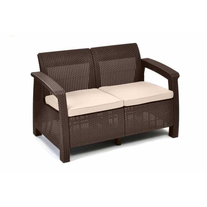 Диван Корфу Лав Сит (Corfu love seat) коричневый - серо-бежевый * 223214