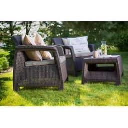 Комплект мебели Корфу Уикенд (Corfu weekend) коричневый - серо-бежевый * 223235