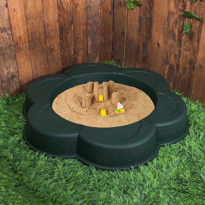 Песочница пластиковая «Ромашка», 120 ? 24 ? 120 см, тёмно-зелёная