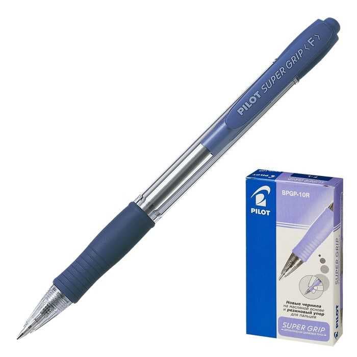 Ручка шариковая автомат Pilot Super Grip 0.7 L резиновый упор, масляная основа, стержень синий