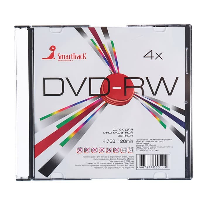 Диск DVD-R SmartTrack, 4x, 4,7 Гб, Slim, 1 шт