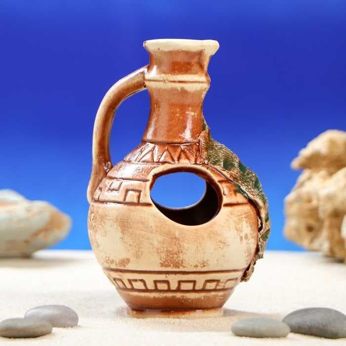 Декорация для аквариума "Кувшин Греческий", 8 х 8 х 12,5 см, микс