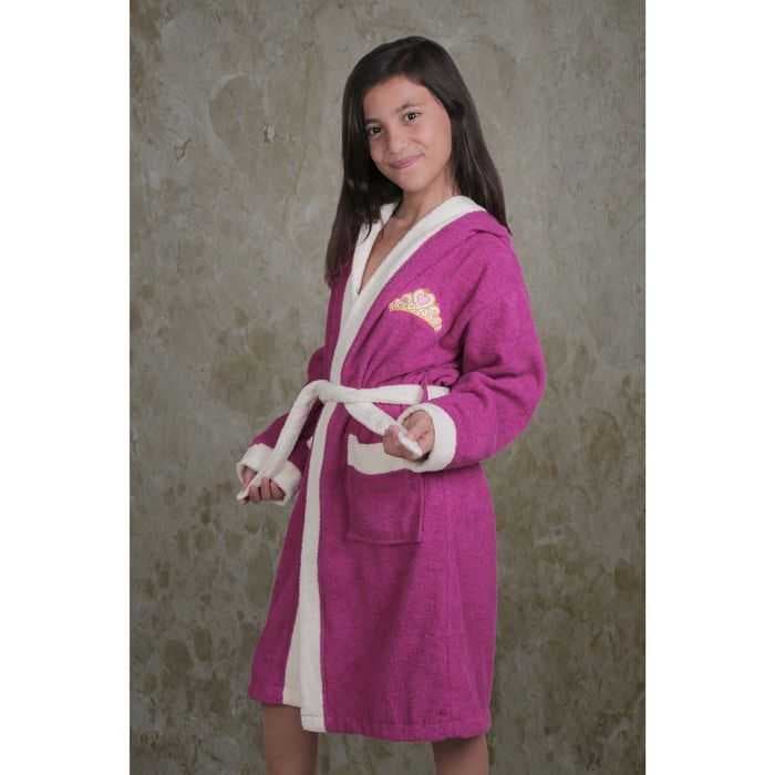 Халат детский махровый с капюшоном Silver, 8-9 лет, цвет фуксия 913/3
