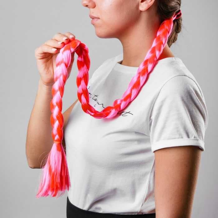 Коса на резинке, 80 см, цвет розовый