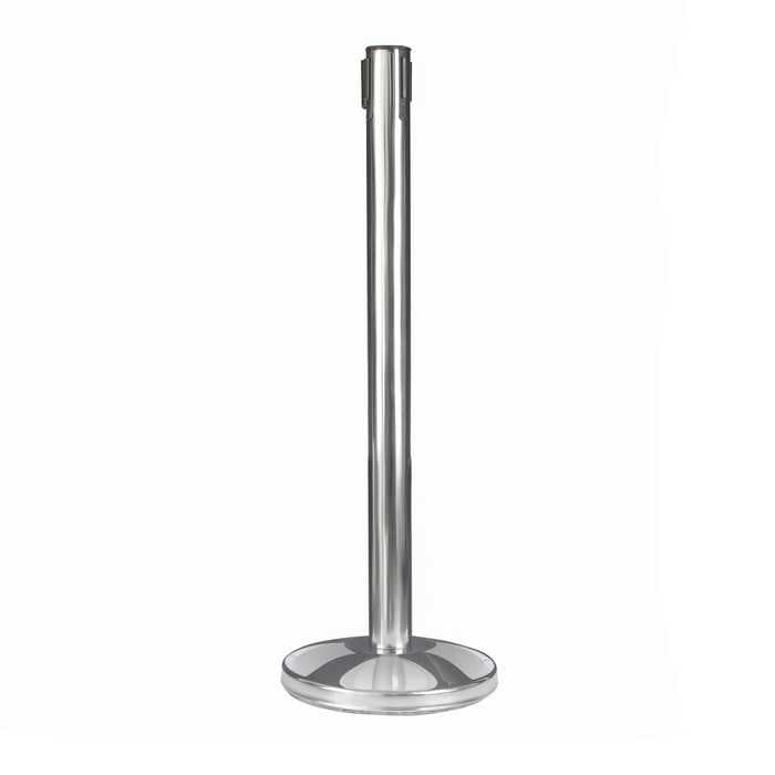 Стойка ограждения с вытяжной лентой-180см КРАСНОЙ,высота-80см,диаметр 6см,напольный диам-32см