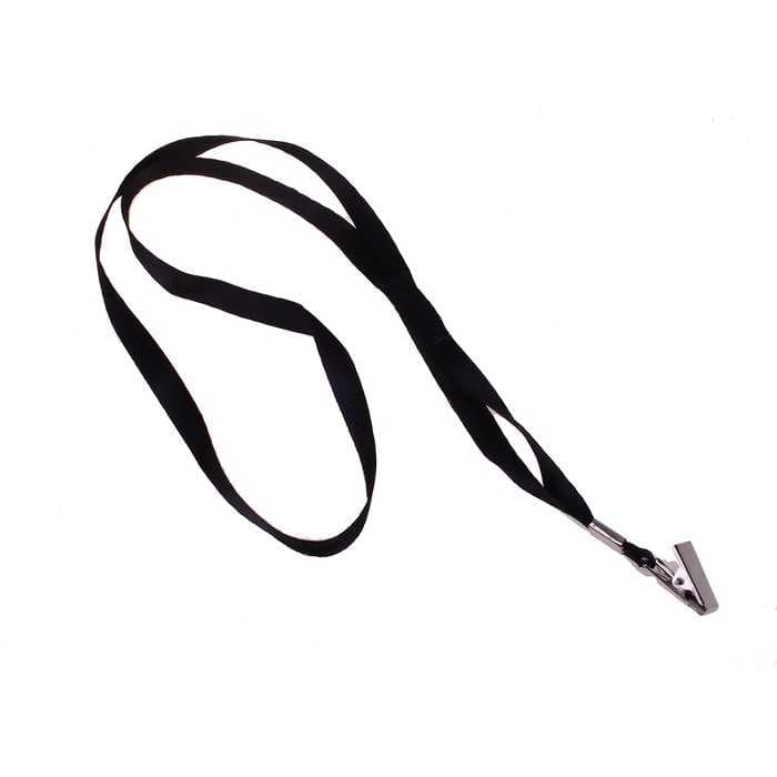 Лента для бейджа, ширина-10 мм, длина-80 см, с металлической прищепкой, чёрная